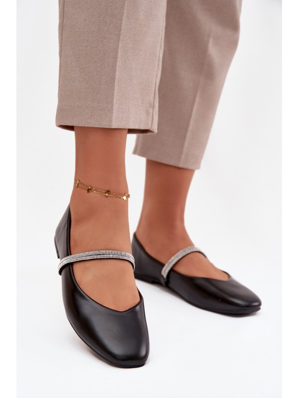 Women's Ballerinas With Shiny Straps Black Ilirene