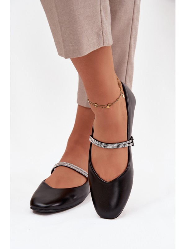 Women's Ballerinas With Shiny Straps Black Ilirene 2