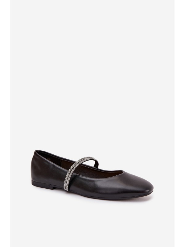 Women's Ballerinas With Shiny Straps Black Ilirene
