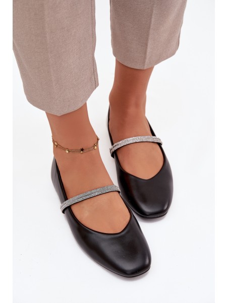 Women's Ballerinas With Shiny Straps Black Ilirene