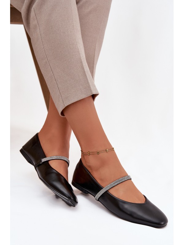 Women's Ballerinas With Shiny Straps Black Ilirene