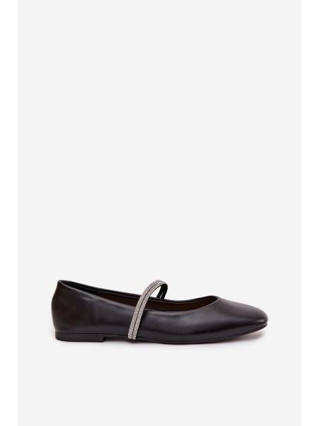 Women's Ballerinas With Shiny Straps Black Ilirene