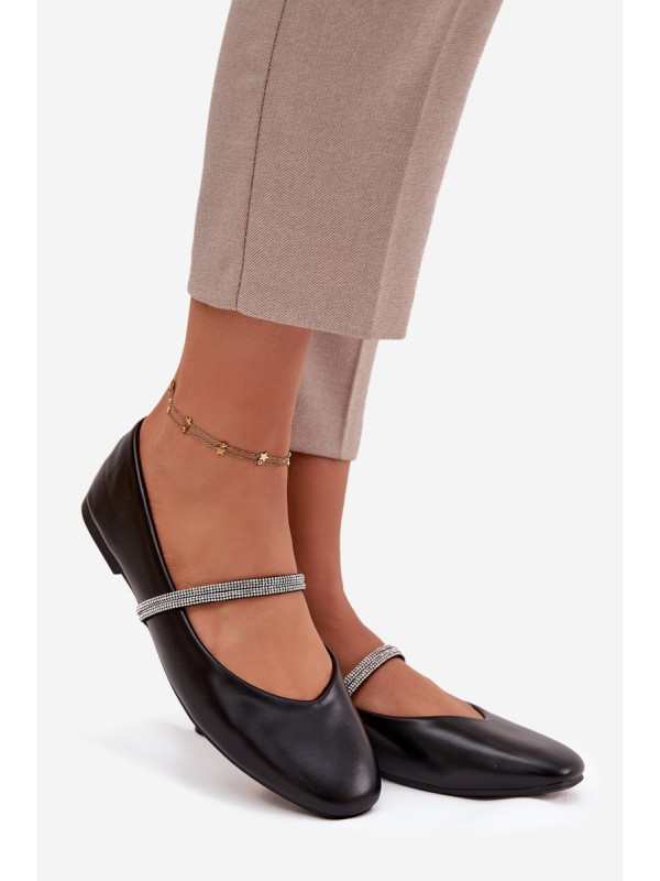 Women's Ballerinas With Shiny Straps Black Ilirene