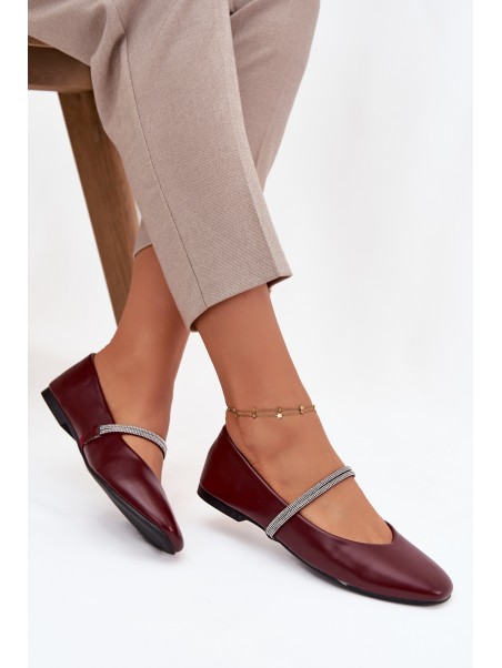 Women's Ballerinas With Shiny Straps Burgundy Ilirene