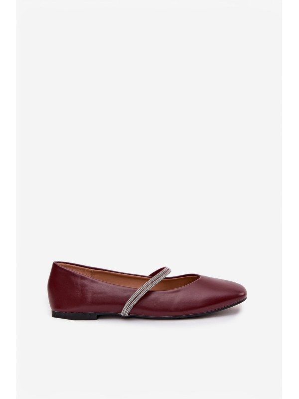 Women's Ballerinas With Shiny Straps Burgundy Ilirene