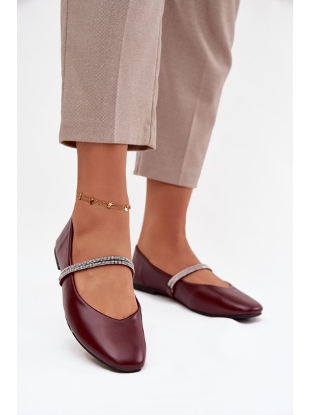 Women's Ballerinas With Shiny Straps Burgundy Ilirene