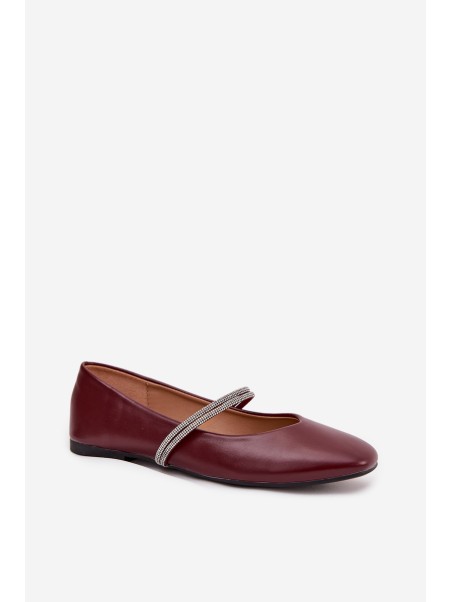Women's Ballerinas With Shiny Straps Burgundy Ilirene