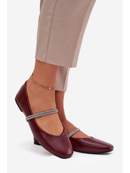 Women's Ballerinas With Shiny Straps Burgundy Ilirene