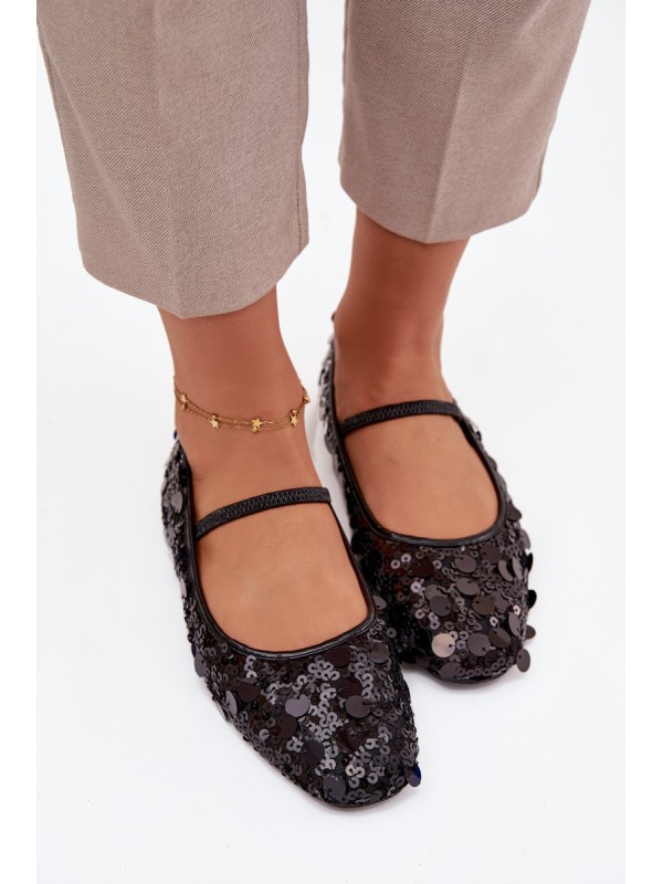 Ballet flats decorated with sequins black Terlina