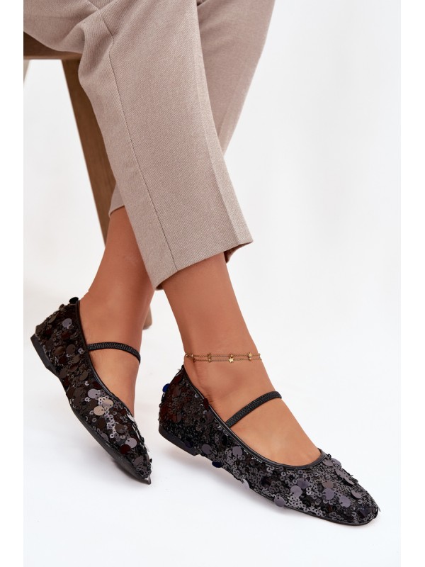 Ballet flats decorated with sequins black Terlina 2