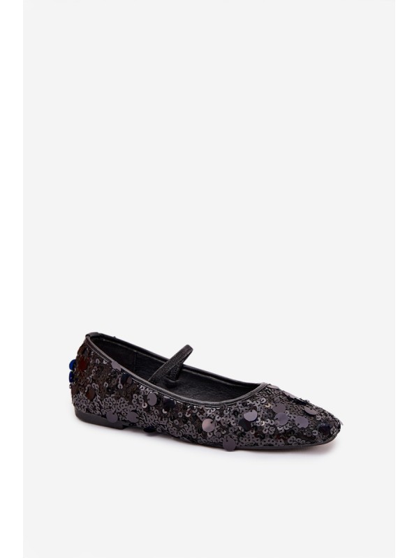 Ballet flats decorated with sequins black Terlina