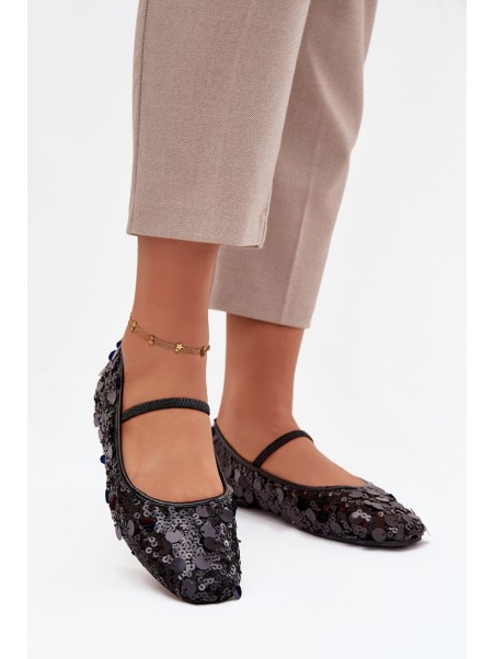 Ballet flats decorated with sequins black Terlina