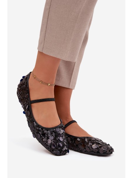 Ballet flats decorated with sequins black Terlina