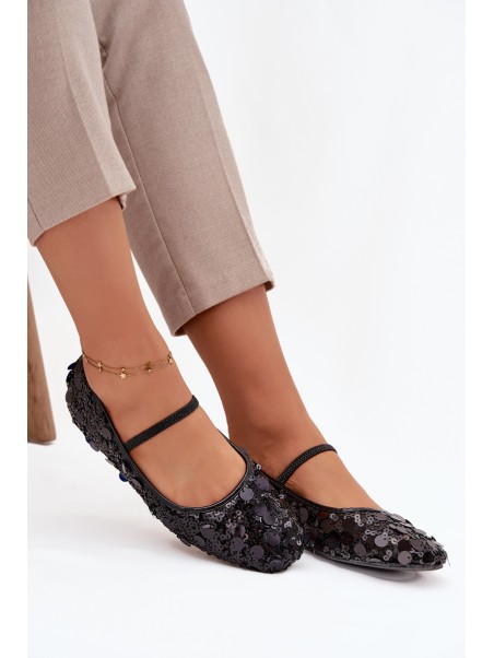 Ballet flats decorated with sequins black Terlina