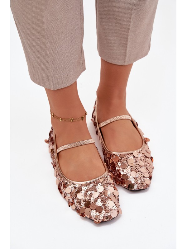 Ballerinas Decorated with Sequins Pink Champagne Terlina