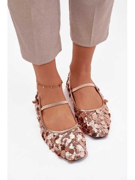 Ballerinas Decorated with Sequins Pink Champagne Terlina