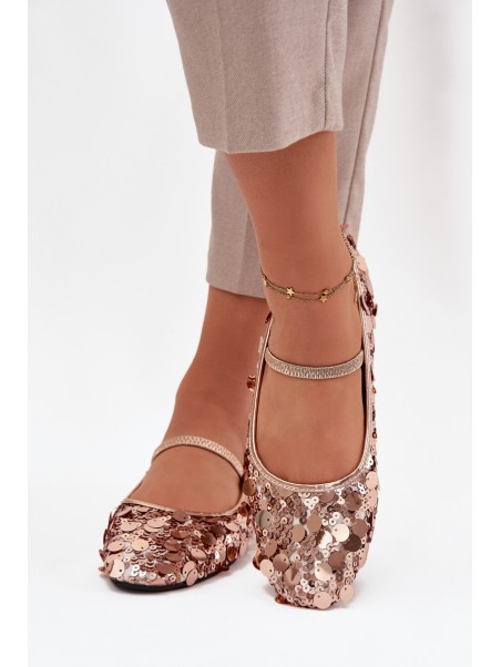 Ballerinas Decorated with Sequins Pink Champagne Terlina