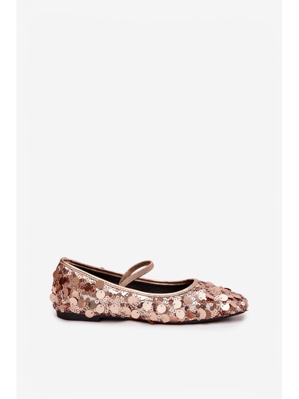 Ballerinas Decorated with Sequins Pink Champagne Terlina