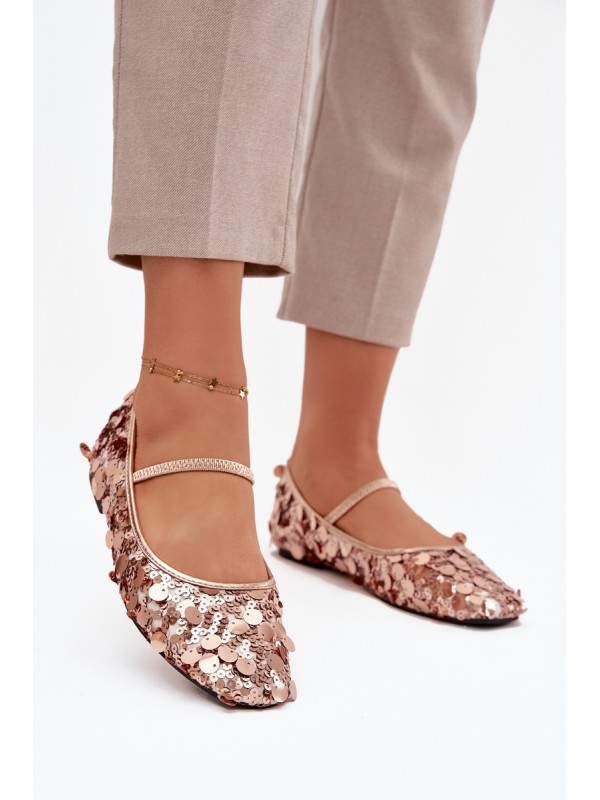 Ballerinas Decorated with Sequins Pink Champagne Terlina