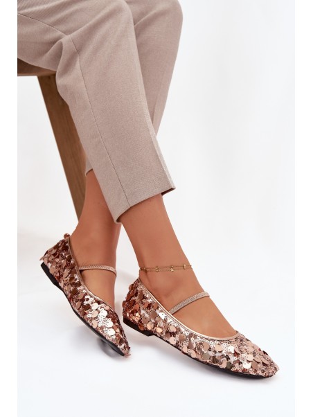Ballerinas Decorated with Sequins Pink Champagne Terlina