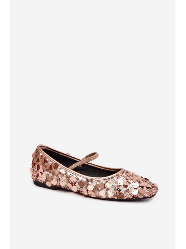 Ballerinas Decorated with Sequins Pink Champagne Terlina