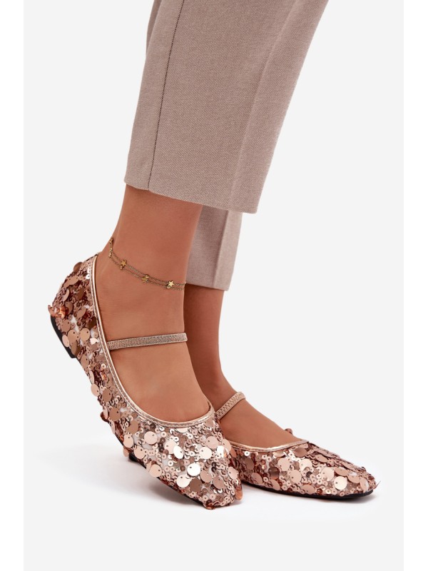 Ballerinas Decorated with Sequins Pink Champagne Terlina