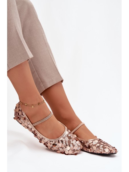 Ballerinas Decorated with Sequins Pink Champagne Terlina