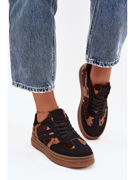 Women's Sneakers On Platform With Patches Black Denissa