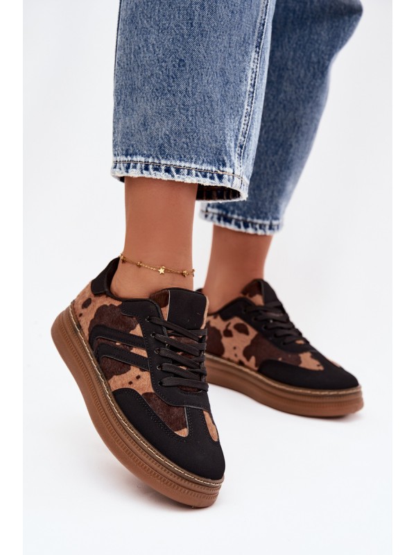Women's Sneakers On Platform With Patches Black Denissa