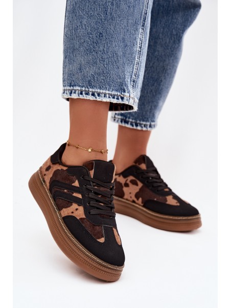 Women's Sneakers On Platform With Patches Black Denissa