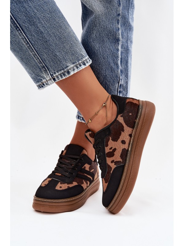 Women's Sneakers On Platform With Patches Black Denissa