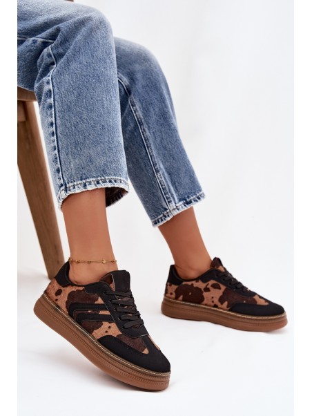 Women's Sneakers On Platform With Patches Black Denissa