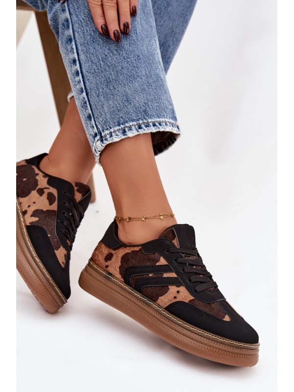 Women's Sneakers On Platform With Patches Black Denissa