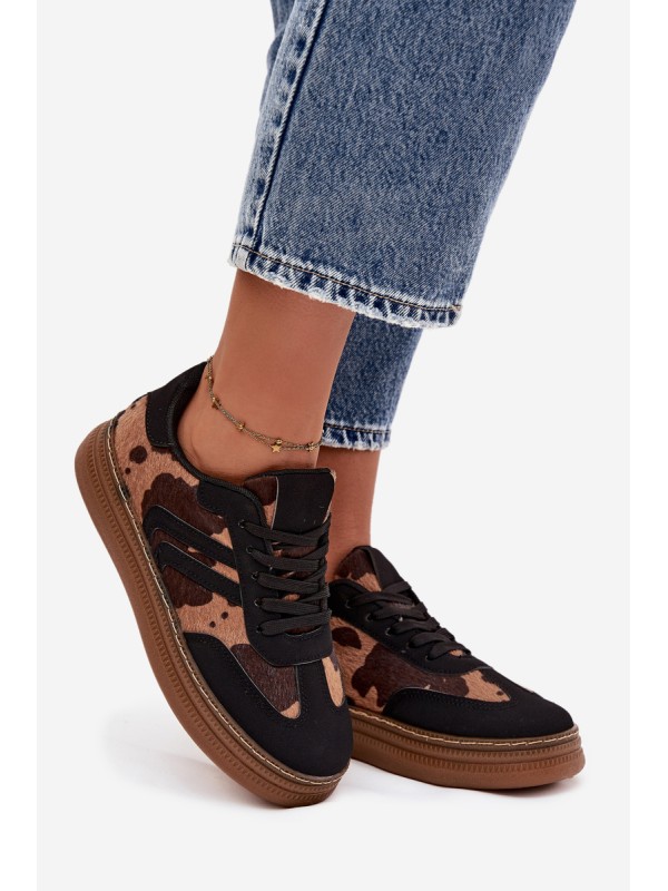 Women's Sneakers On Platform With Patches Black Denissa