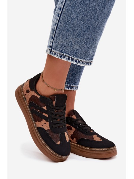 Women's Sneakers On Platform With Patches Black Denissa