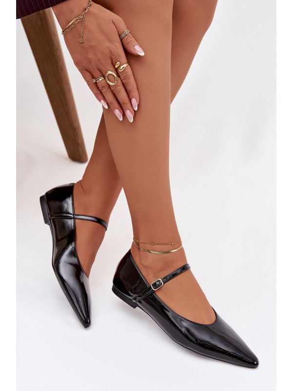 Patent leather Ballerinas with Strap Black Jarelle