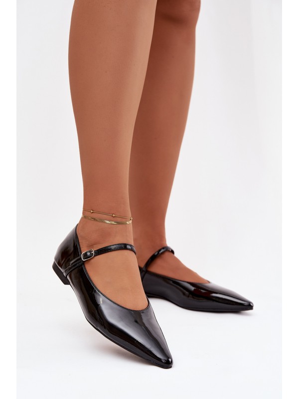 Patent leather Ballerinas with Strap Black Jarelle 2