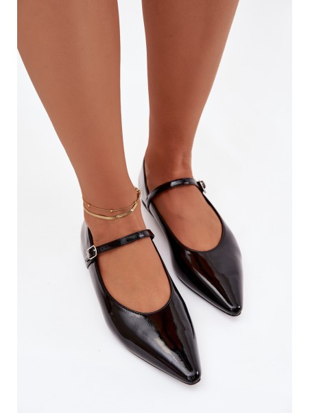 Patent leather Ballerinas with Strap Black Jarelle