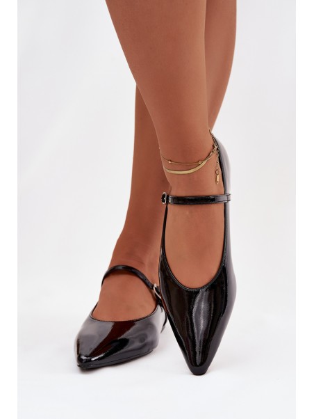 Patent leather Ballerinas with Strap Black Jarelle