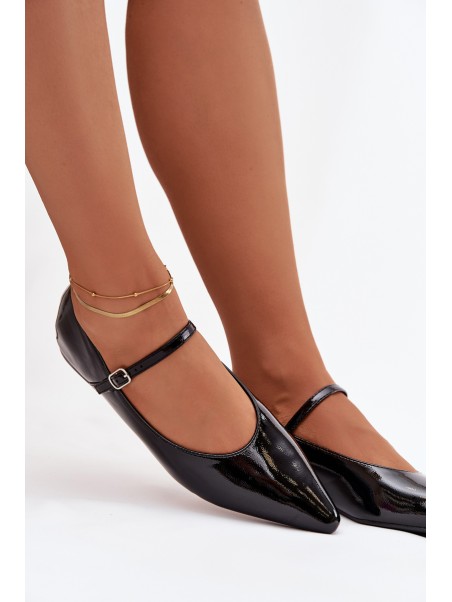 Patent leather Ballerinas with Strap Black Jarelle