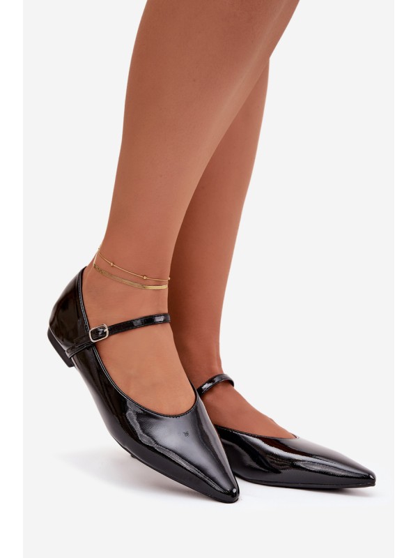 Patent leather Ballerinas with Strap Black Jarelle