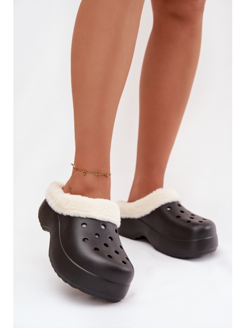 Foam Women's Slippers with Warm Fur Black Palvine 2