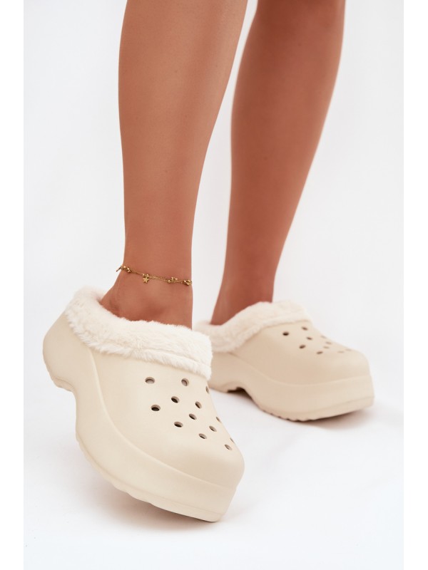 Foam Ladies slippers warm with fur beige Palvine