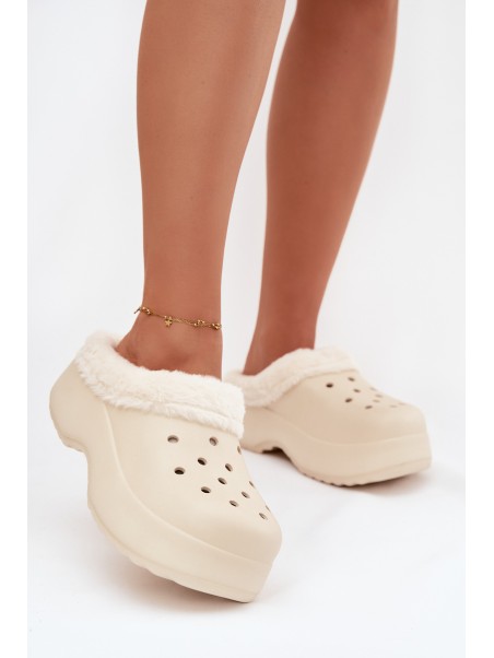 Foam Ladies slippers warm with fur beige Palvine