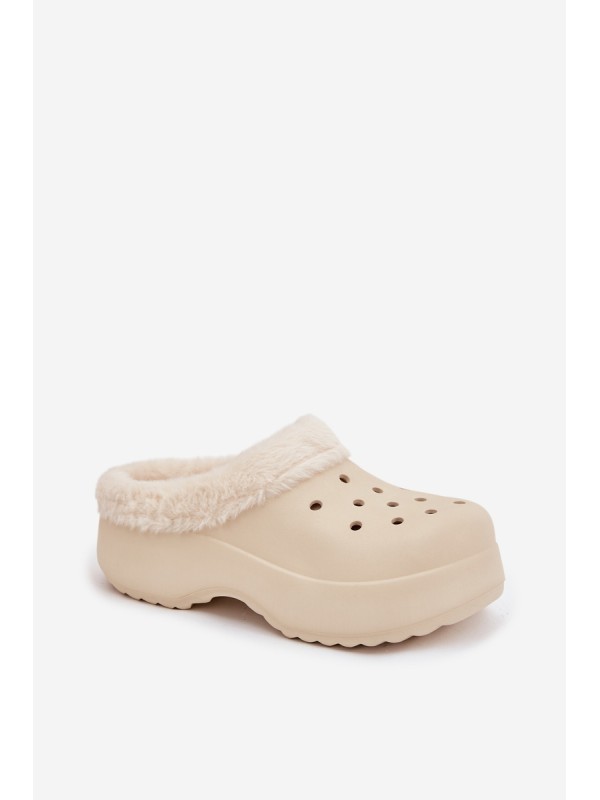 Foam Ladies slippers warm with fur beige Palvine