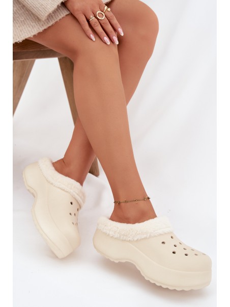 Foam Ladies slippers warm with fur beige Palvine