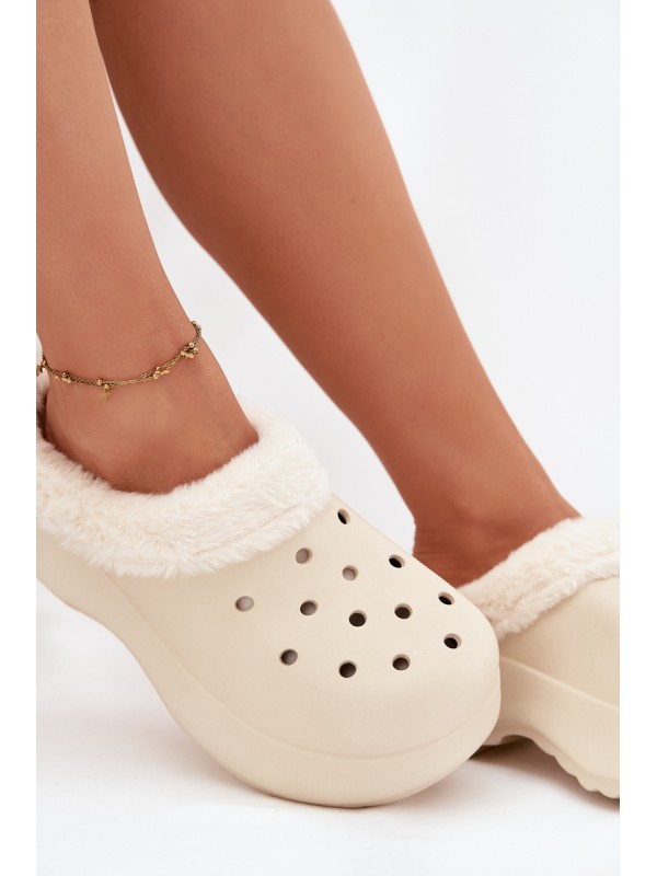 Foam Ladies slippers warm with fur beige Palvine