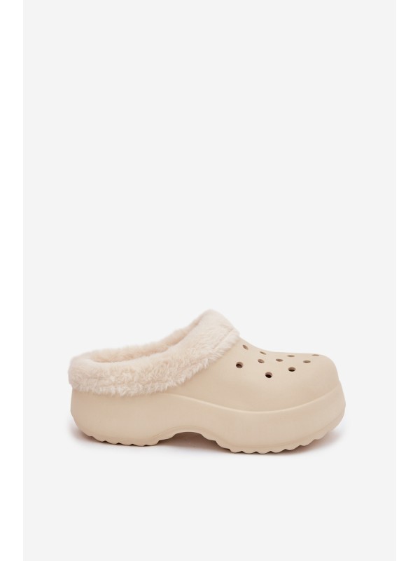 Foam Ladies slippers warm with fur beige Palvine