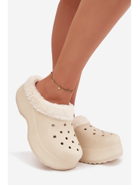 Foam Ladies slippers warm with fur beige Palvine
