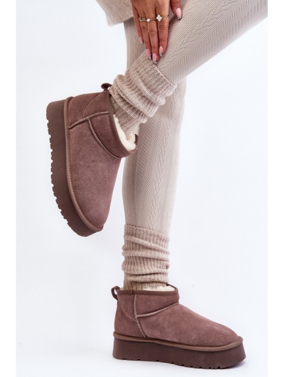 Fashionable Low Suede Snow Boots Khaki Nucca 2